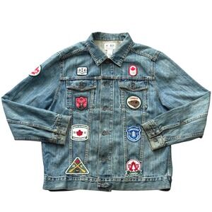 Rare Hudson's Bay Company Men's Medium 2012 Olympics Denim Jacket Canada Patches